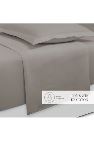 Parure lenzuola in raso di cotone 80 fili/cm²  - Taupe
