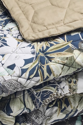 Copriletto in raso di cotone 80 fili/cm² Jardin orné - Blu