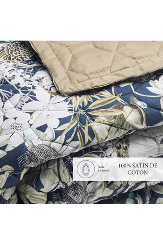 Copriletto in raso di cotone 80 fili/cm² Jardin orné - Blu