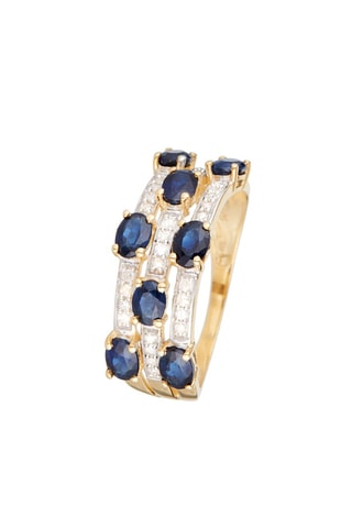 Ring Siam  Geelgoud, Diamanten en Saffieren