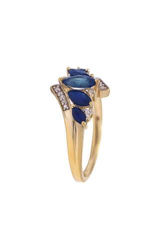 Anel Élégance - Ouro amarelo, diamantes e safiras