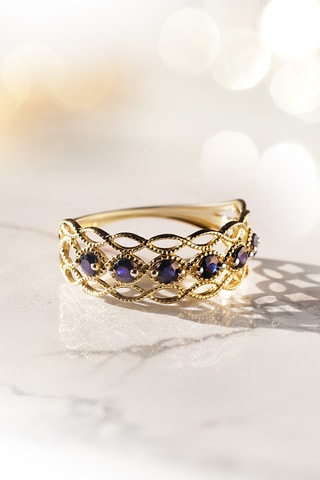 Bague Pianosa - Geelgoud en Saffieren