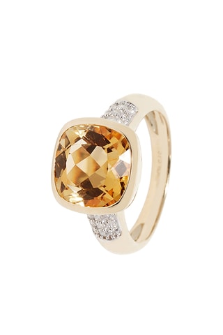 Bague Sucre d'Orge - Geelgoud, Diamanten en Citrien