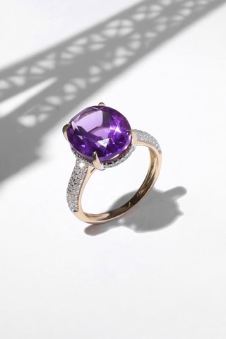 Ring Maitland Geelgoud, Diamanten en Amethist