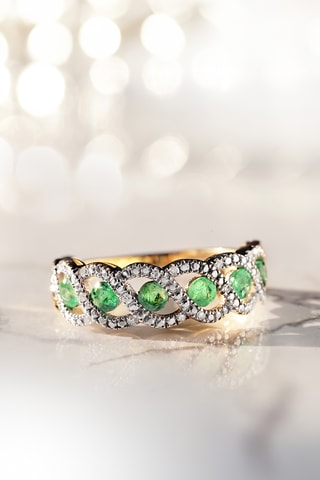 Bague Green Tarlac -  Geelgoud, Smaragden en Diamanten