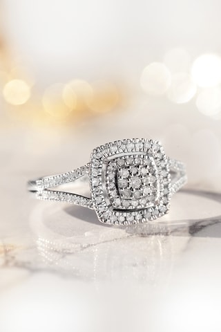 Anel solitário Newcastle Ouro branco e diamantes