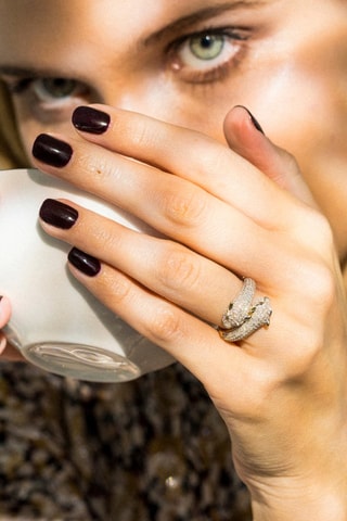 Ring Duo de Panthères - Geelgoud, Diamanten en Saffieren