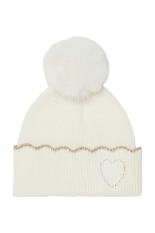 Bonnet à pompon - Blanc