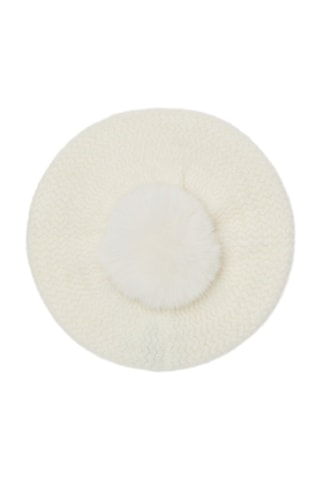 Bonnet à pompon - Blanc