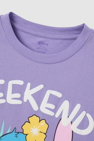Chemise de nuit en coton biologique Stitch Lilo et Stitch Disney - Mauve