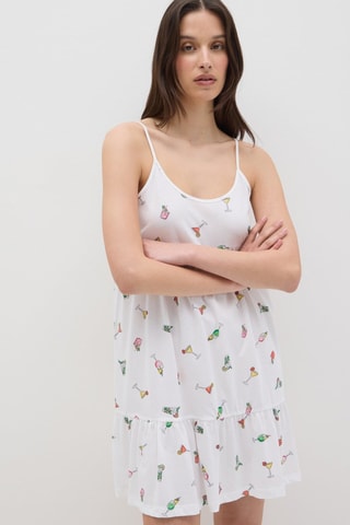 Chemise de nuit en coton biologique - Blanc