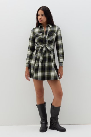 Robe chemise - Bleu marine et vert