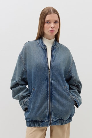 Bomber en jean dip and dye - Bleu clair