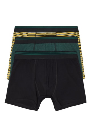 3 boxers en coton biologique - Jaune et noir