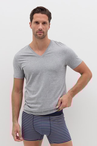 3 boxers en coton biologique - Bleu marine et gris clair