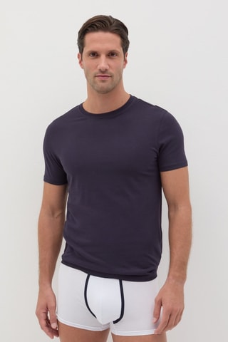 3 boxers en coton biologique - Bleu marine et blanc