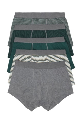 5 boxers en coton biologique - Vert foncé et gris foncé
