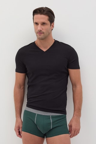 5 boxers en coton biologique - Vert foncé et gris foncé