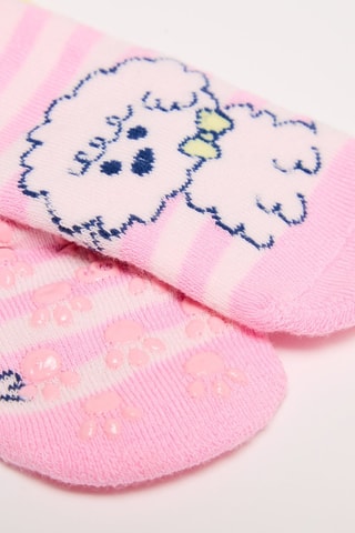 2 paires de chaussettes antidérapantes en coton biologique - Rose