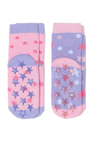 2 paires de chaussettes antidérapantes en coton biologique - Mauve et violet