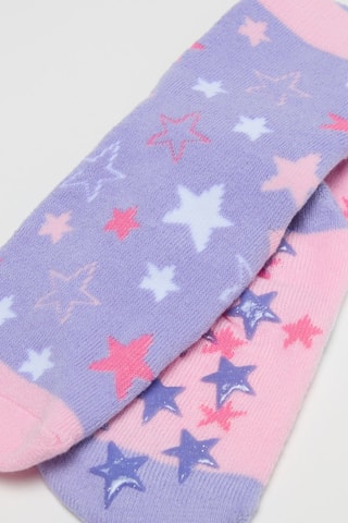 2 paires de chaussettes antidérapantes en coton biologique - Mauve et violet