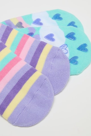 2 paires de chaussettes antidérapantes en coton biologique - Turquoise et violet