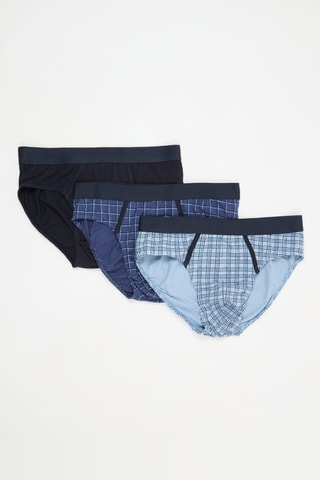 3 slips en coton biologique - Bleu