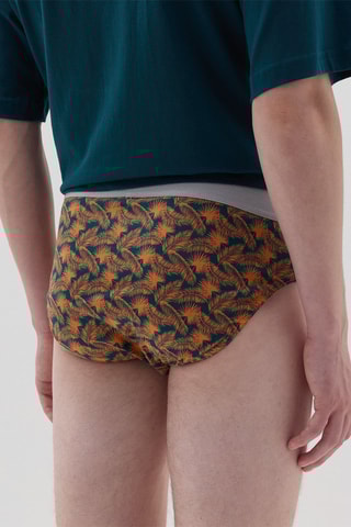 5 slips en coton biologique - Vert foncé et blanc