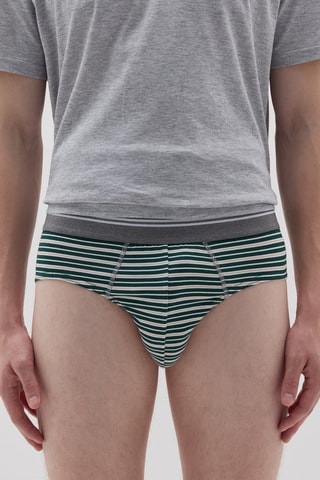 3 slips en coton biologique - Gris chiné et vert foncé