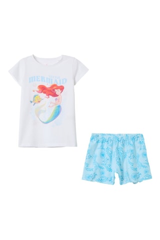 Pyjama en coton biologique Ariel La Petite Sirène Disney - Blanc et ciel