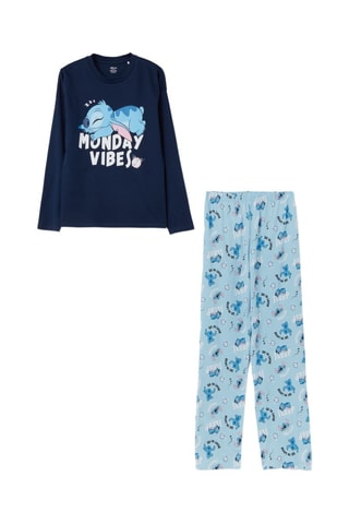 Pyjama en coton biologique Lilo et Stitch Disney - Bleu et blanc