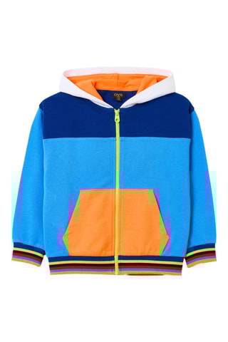 Sweat à capuche - Bleu roi et orange