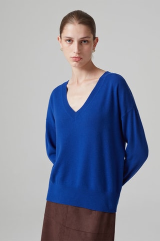 Sweat regular en laine - Bleu