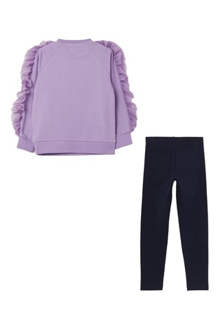 Sweat et pantalon en coton biologique Elsa La Reine des Neiges Disney - Violet et bleu marine