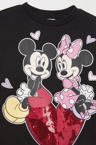 Sweat et pantalon en coton biologique Minnie et Mickey Disney - Noir et rose