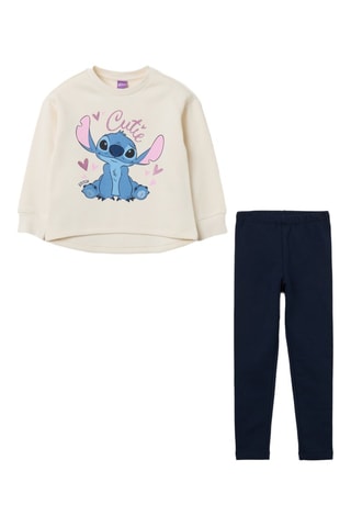 T-shirt et legging Stitch Lilo et Stitch Disney - Ecru et bleu marine