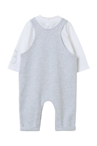 T-shirt et salopette - Ecru et gris clair chiné