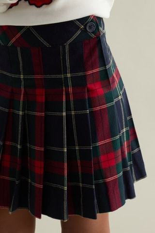 Jupe plissée - Bleu foncé et rouge