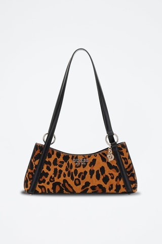 Sac porté épaule en cuir - Marron et noir