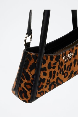 Sac porté épaule en cuir - Marron et noir