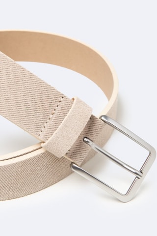 Cinturón de piel de serraje - Beige