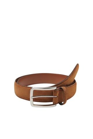 Cinturón de piel de serraje - Topo