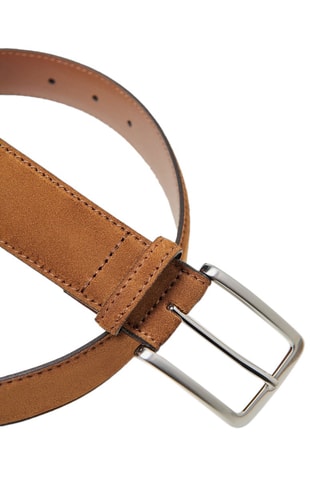 Cinturón de piel de serraje - Topo