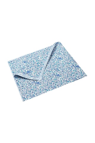 Pañuelo de flores de algodón Le Colonel - Celeste y blanco