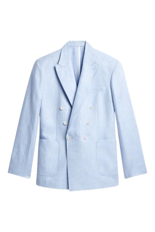 Chaqueta de traje slim fit de lino - Azul