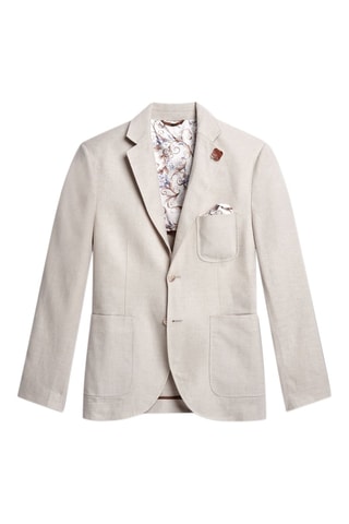 Chaqueta de traje slim fit de lino - Beige