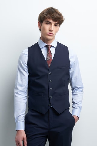 Chaleco de traje de lana - Azul marino