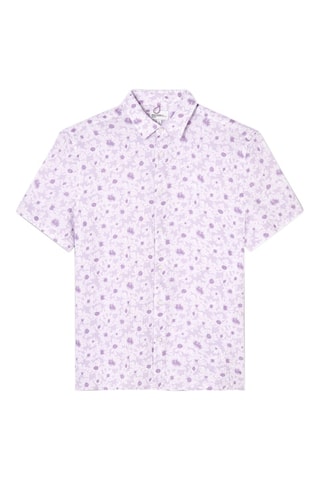 Camisa regular fit - Blanco y violeta claro