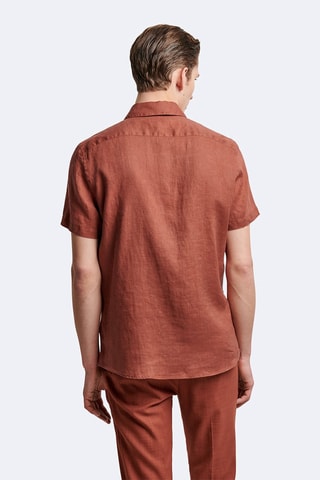 Camisa slim fit de lino - Rojizo