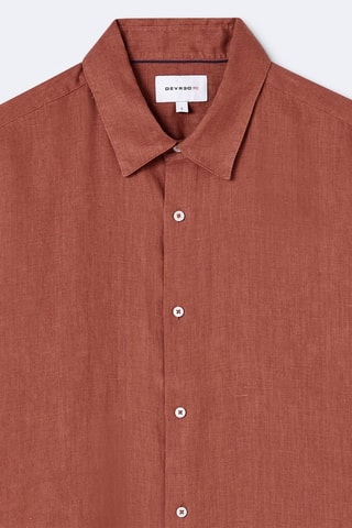 Camisa slim fit de lino - Rojizo